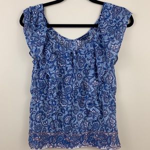 American Eagle western paisley ruffle neck tank